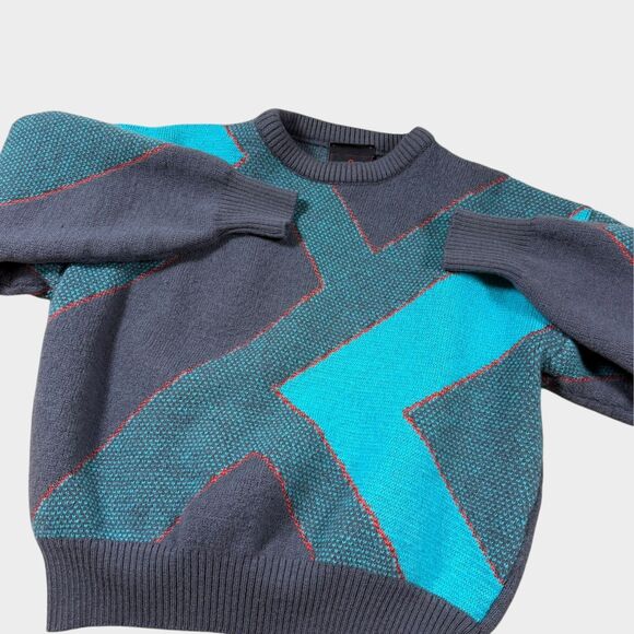 Vtg 80s Demetre Ski Sweater Mens S Wool Geometric Knit USA Made Retro Gorpcore M - Picture 8 of 10